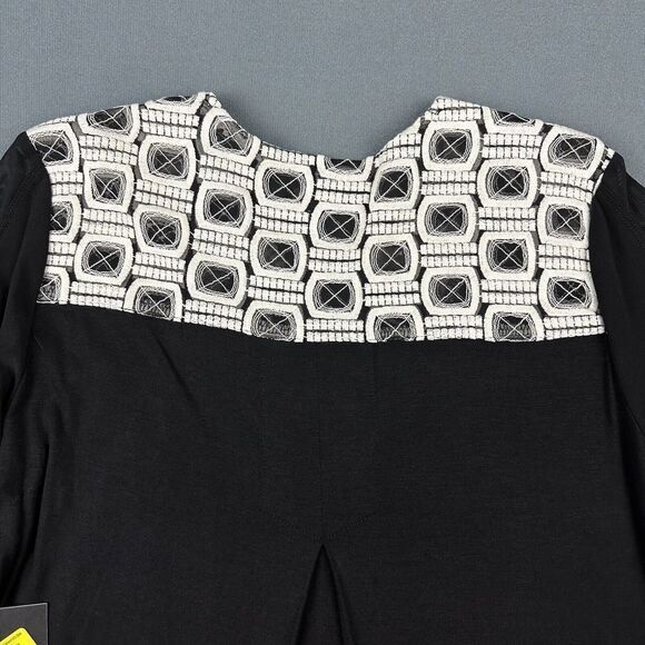 John Mark Top Women Small Black Anastasia Embroidered Aztec Geometric Blouse NEW - Picture 7 of 16